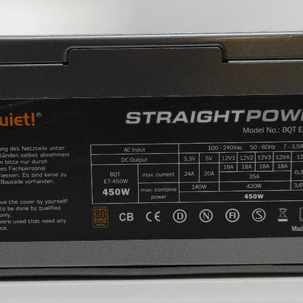 be quiet! Straight Power E7 (BQT E7-450W) | 450W | 80+ bronzes