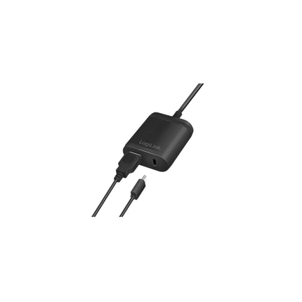 LogiLink Dual-USB-Ladeadapter mit 1,5 m Festkabel 1x USB-A 1x USB-C 12 W PA0256