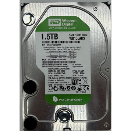 Western Digital Green 1500GB 1,5TB HDD (WD15EADS) | 3,5" Interne Festplatte | Desktop Backup Storage