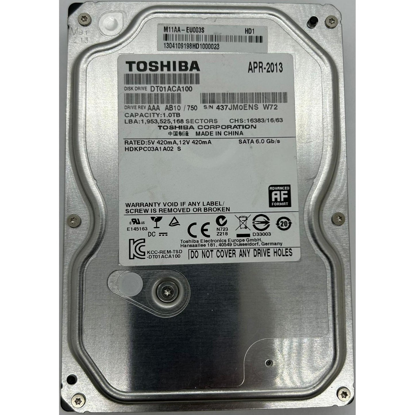 Toshiba 1TB HDD (HDKPC03A0A02) | 3,5" Interne Festplatte | Desktop Backup Storage