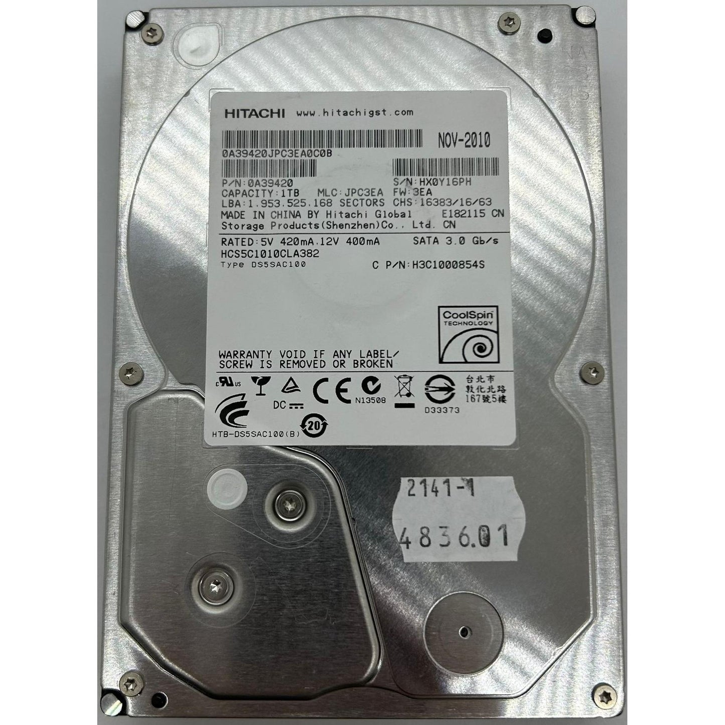Hitachi 1TB HDD (HCS5C1010CLA382) | 3,5" Interne Festplatte | Desktop Backup Storage