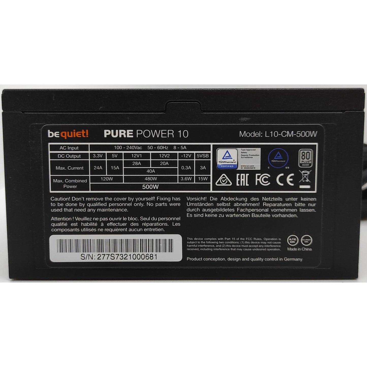be quiet! Pure Power 10 (L10-CM-500W) | 500W | 80+ Silver