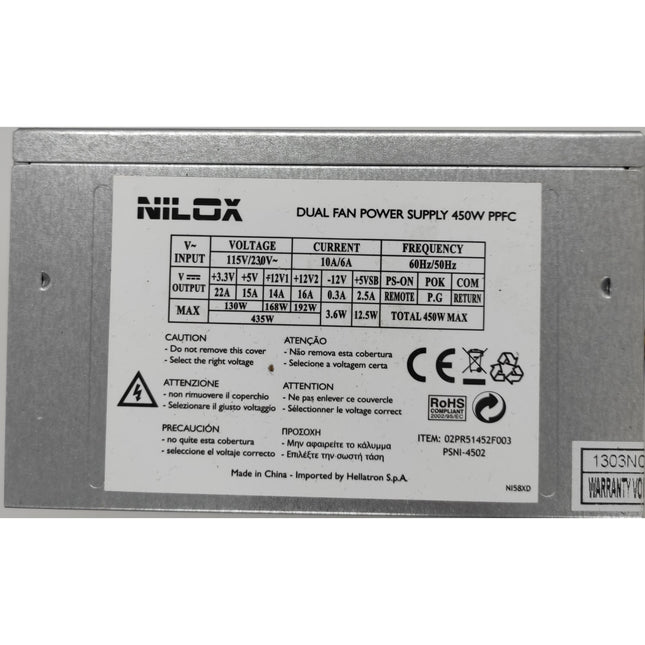 Nilox Dual Fan Power Supply 450W PPFC | 450 Watt