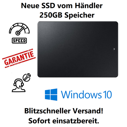 Neue 2,5 Zoll SSD mit installiertem Windows 10 Pro | 250GB | Händler 🚀