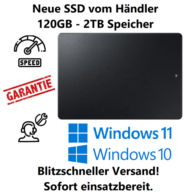 Neue 2,5 Zoll SSD mit installiertem Windows 10/11 | 128 GB - 1TB | Händler 🚀