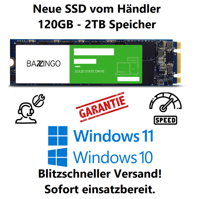 Neue M.2 SATA SSD mit installiertem Windows 10/11 | 250GB - 2TB | Händler 🚀