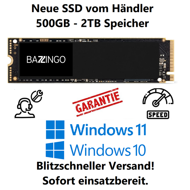Neue M.2 PCIe Gen3 SSD mit installiertem Windows 10/11 | 500GB - 2TB | Händler 🚀