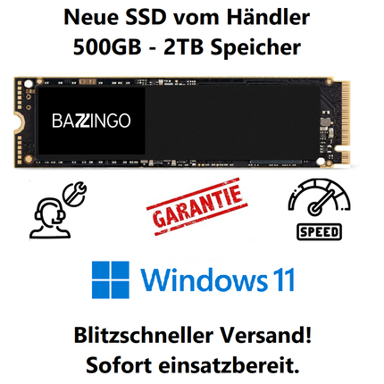 Neue M.2 PCIe Gen3 SSD mit installiertem Windows 11 Home | 500GB - 2TB | Händler 🚀