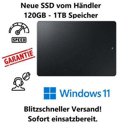 Neue 2,5 Zoll SSD mit installiertem Windows 11 Pro | 128 GB - 1 TB | Händler 🚀