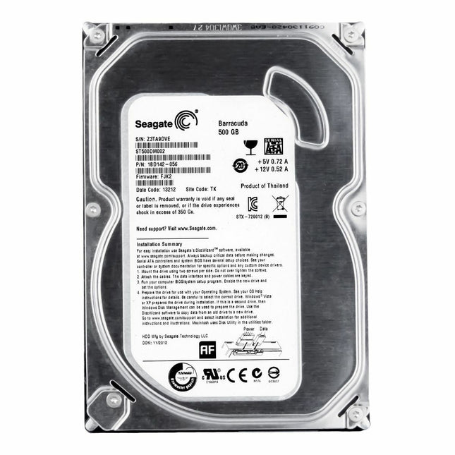 Seagate Barracuda 500GB HDD (ST500DM002) | 3,5" Interne Festplatte | Desktop Backup Storage