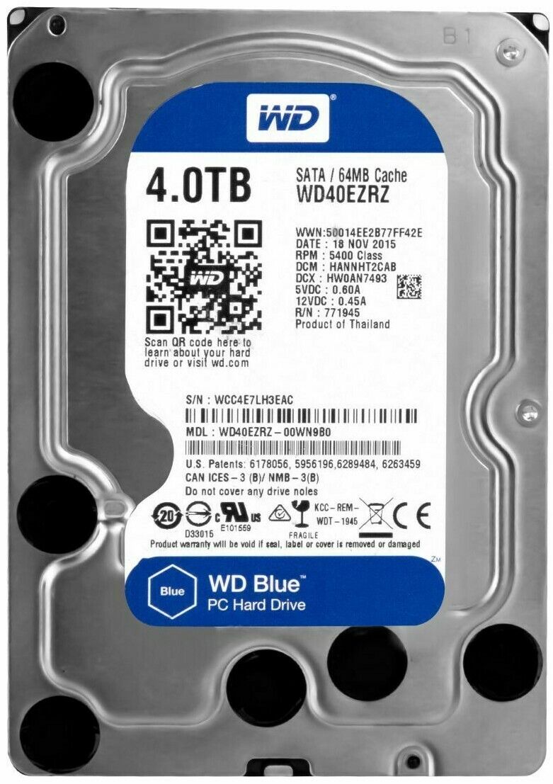 Western Digital 4TB HDD (WD40EZRZ) | 3,5" Interne Festplatte | Desktop Backup Storage